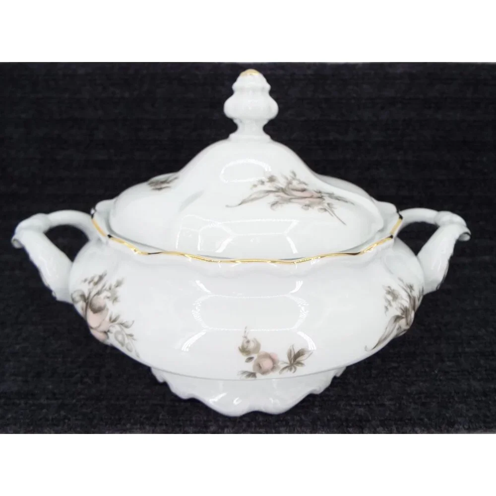 Johann Haviland Sepia Rose Covered Casserole Vegetable Dish Tureen Bavaria